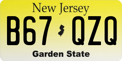 NJ license plate B67QZQ