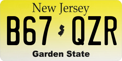 NJ license plate B67QZR
