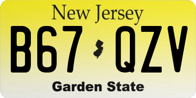 NJ license plate B67QZV