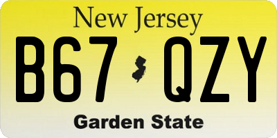 NJ license plate B67QZY