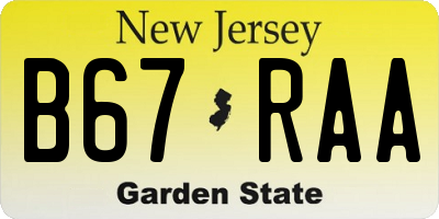 NJ license plate B67RAA