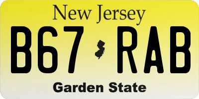 NJ license plate B67RAB