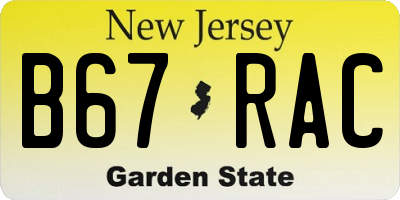 NJ license plate B67RAC