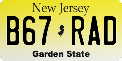 NJ license plate B67RAD