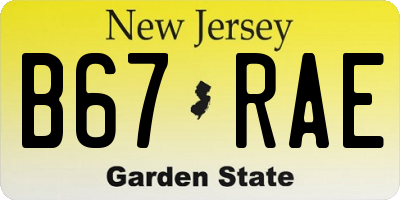 NJ license plate B67RAE