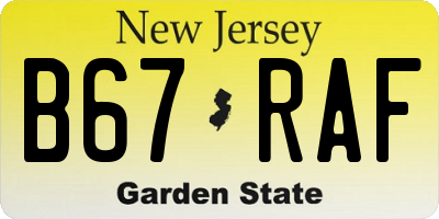 NJ license plate B67RAF