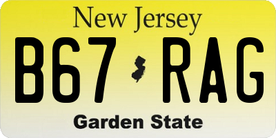 NJ license plate B67RAG