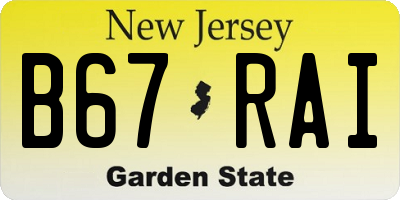 NJ license plate B67RAI