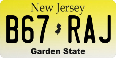 NJ license plate B67RAJ