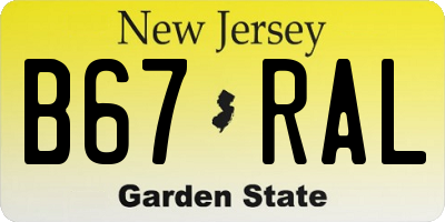 NJ license plate B67RAL
