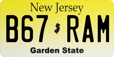 NJ license plate B67RAM