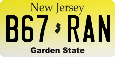 NJ license plate B67RAN