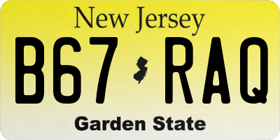 NJ license plate B67RAQ