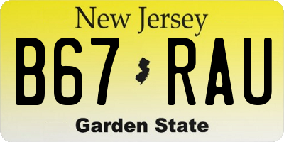 NJ license plate B67RAU