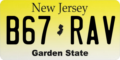 NJ license plate B67RAV