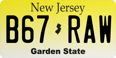 NJ license plate B67RAW