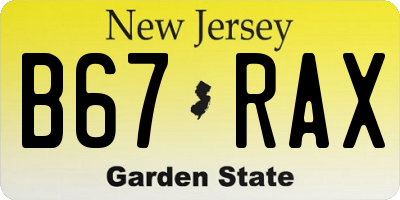 NJ license plate B67RAX