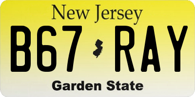 NJ license plate B67RAY