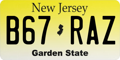 NJ license plate B67RAZ