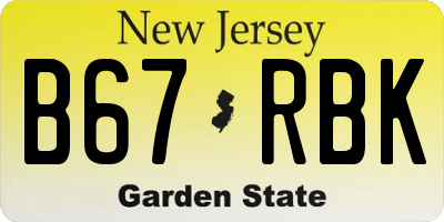NJ license plate B67RBK