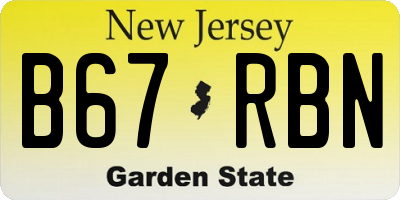 NJ license plate B67RBN