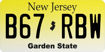 NJ license plate B67RBW