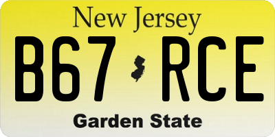 NJ license plate B67RCE