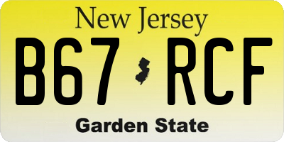 NJ license plate B67RCF