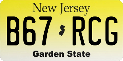 NJ license plate B67RCG
