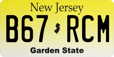 NJ license plate B67RCM