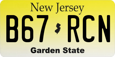 NJ license plate B67RCN