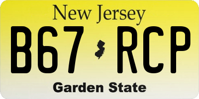 NJ license plate B67RCP