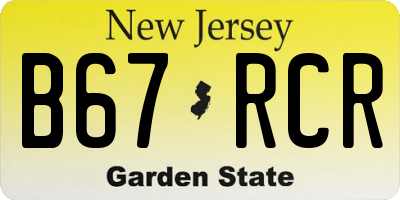 NJ license plate B67RCR