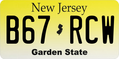 NJ license plate B67RCW