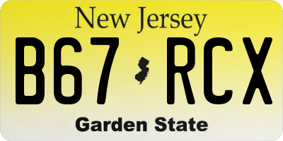 NJ license plate B67RCX