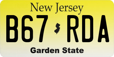 NJ license plate B67RDA