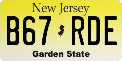 NJ license plate B67RDE