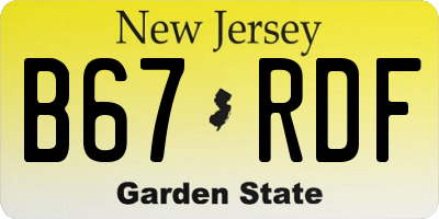 NJ license plate B67RDF