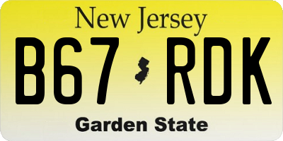 NJ license plate B67RDK