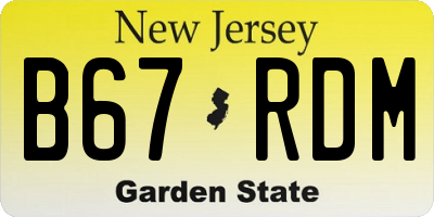 NJ license plate B67RDM