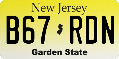 NJ license plate B67RDN