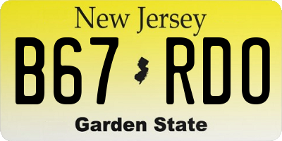 NJ license plate B67RDO