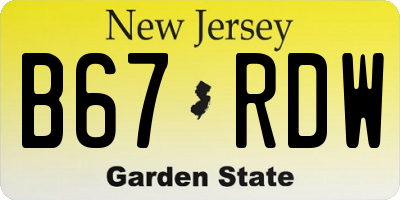 NJ license plate B67RDW