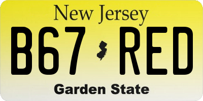 NJ license plate B67RED