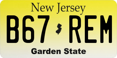 NJ license plate B67REM
