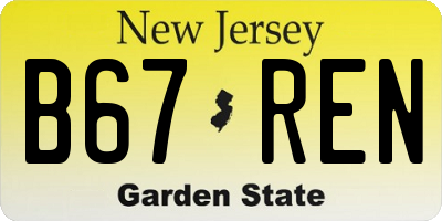 NJ license plate B67REN