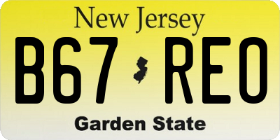 NJ license plate B67REO