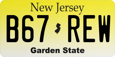 NJ license plate B67REW