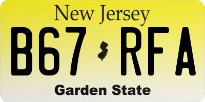 NJ license plate B67RFA