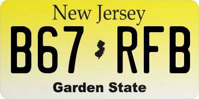 NJ license plate B67RFB